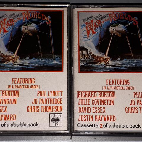 2 KASSETTER. THE WAR OF THE WORLDS CASSETTE 1 & 2 OF A DOUBLE PACK.
