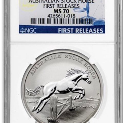 Australia 2015 1 Oz .999 Silver Australian Stock Horse Coin MS 70, first release