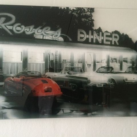 Bilde 90 x 60 cm trykket på baksiden av pleksiglass Porsche Speedster 356