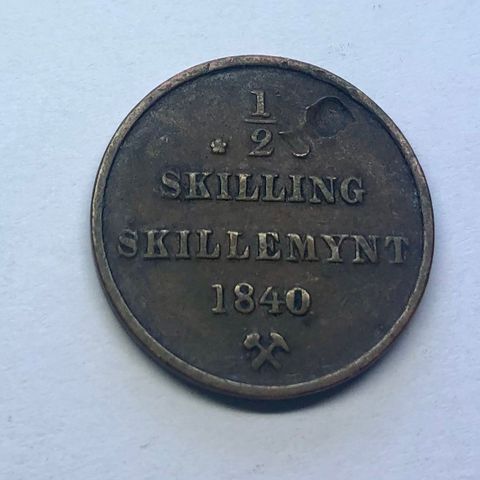 1/2 skilling skillemynt 1840 Carl XIV.....kv.1