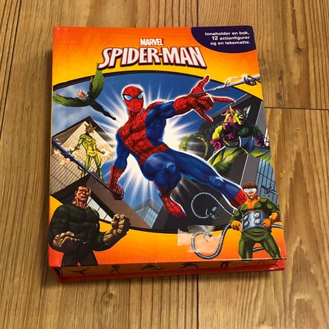 MARVEL SPIDER-MAN leke-sett (Bok - Lekematte + 12 stk figurer)