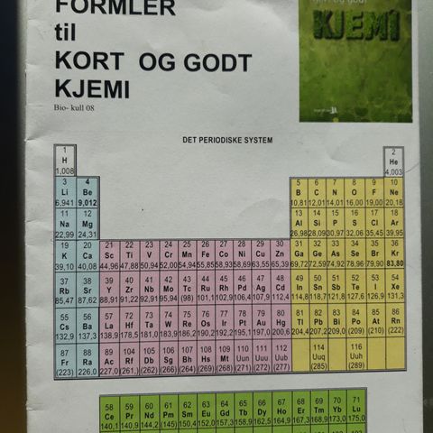 Tabeller og formler til kort og godt kjemi