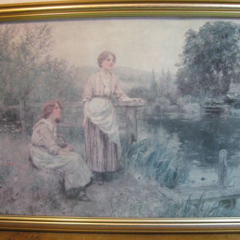 To damer ved elven - Kopi av Yeena King - 45x35 cm. Se bilder og tekst!