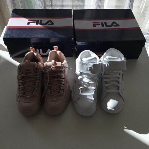 Sko fila beig str 41, 1200kr og hvit str 40, 1300kr helt ny