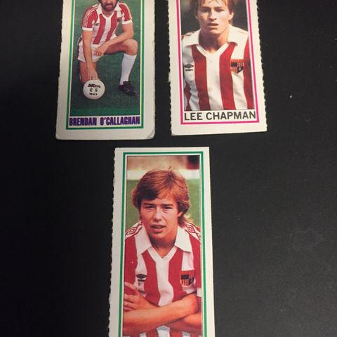 Stoke City - komplett sett 3 stk Topps 1981 fotballkort