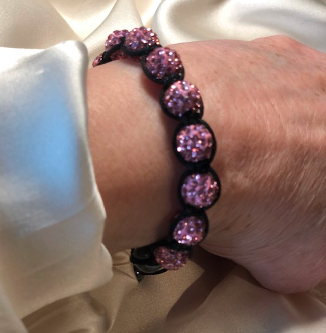 Armbånd "Shamballa" ferskenfargede krystaller