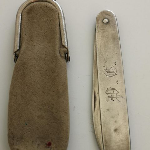 Antikk 830S Sølv Kniv med merket