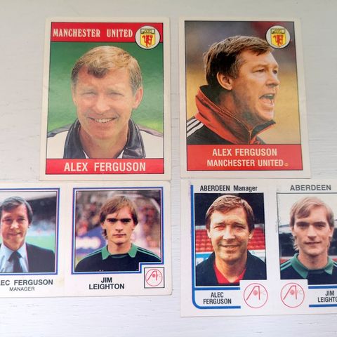 4 stk Panini fotballmerker av Alex Ferguson