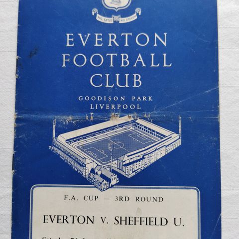 EVERTON v SHEFFIELD U. 07.01.1961 Fotballprogram. FV 106