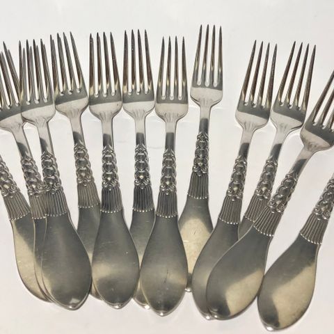 12 sølvplett gafler