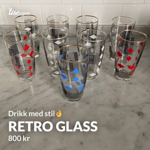 Ni stilfulle retro glass