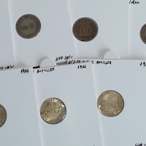Nederlandske Antiller 16 sølvmynter 1954-1970 NY PRIS