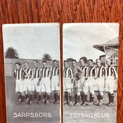 Sarpsborg Fotballklubb Tiedemanns fotballkort fra 20/30-tallet selges 2 stk