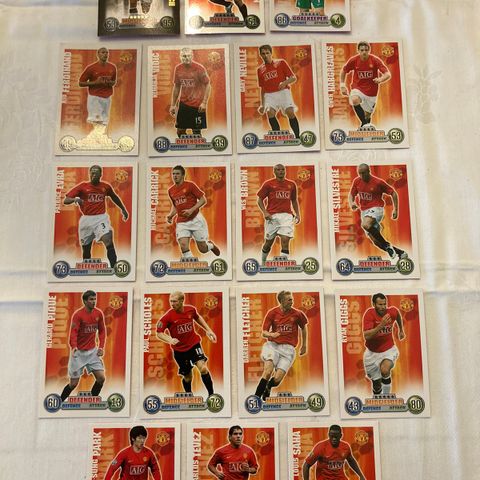 Manchester United 18 forskjellige fotballkort fra 2007/08(rød bakside)