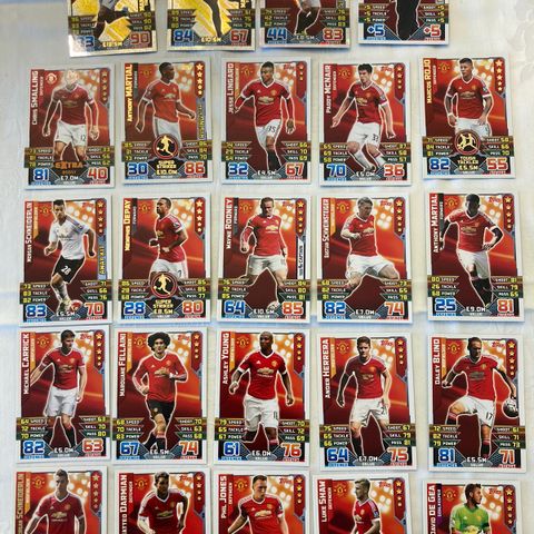 Manchester United 24 forskjellige fotballkort fra 2015/16(svart bakside)