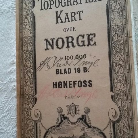 Topografisk kart Hønefoss.  , trykt  i 1933