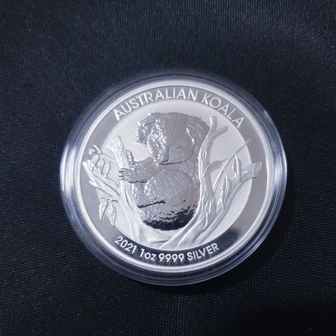 2021 AUSTRALIA 1 OZ SØLV KOALA BU M/KAPSEL