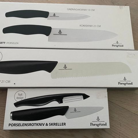 porsgrunn porselen kniver og knivblokk