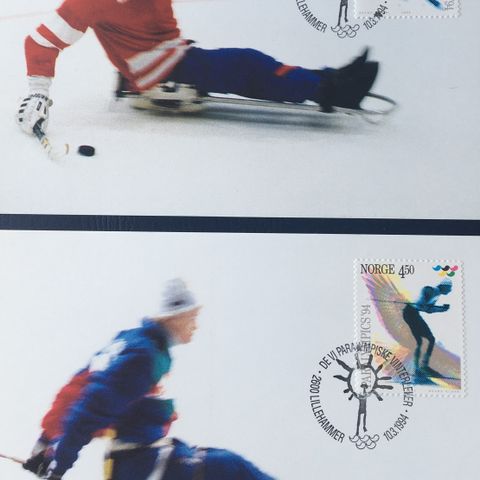 Norge 1994 Postkort Paraolymiske vinterleker   NK 1201-1202  Stemplet