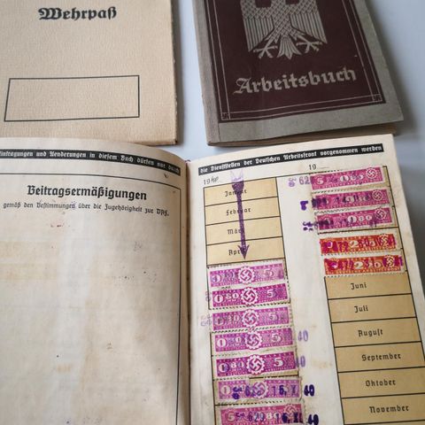 WW2 Deutsches Reich-Arbeitsbuchogog og Arbeidsfronten