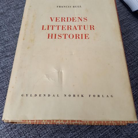 Verdens Litteratur Historie- Bok Fra 1940- Francis Bull- Vintage