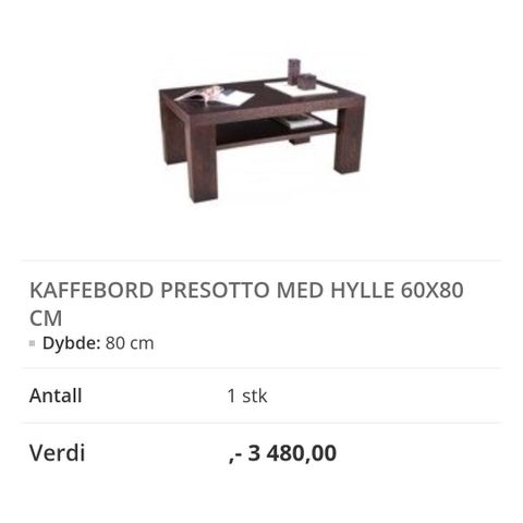 Kaffebord Presotto med hylle