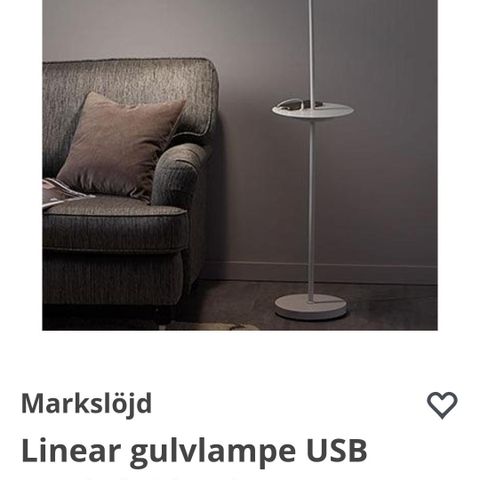 Gulvlampe med USB-lading