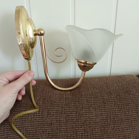 VEGGLAMPE/MESSING/GLASSKUPPEL