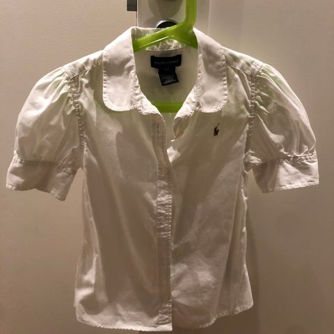 RALPH LAUREN SKJORTE HVIT M/KORT ARM STRL 6X