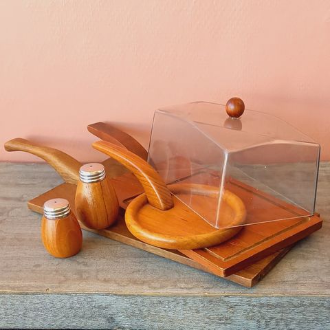 Retro - teak - fjøl - salt & pepper!