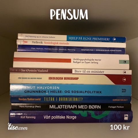 Div. pensum/eldre fagbøker (Barnevernpedagog/Vernepleier/Sosionom).