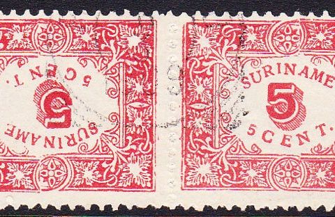 Suriname 1909 - Relief issue in back pressure - NVPH 59a Cancelled