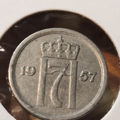 Norge 25 øre 1957 PP m plate Haakon VII