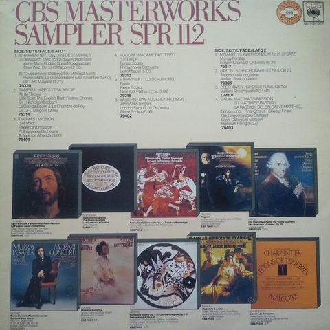 CBS Masterworks Sampler SPR 112 (LP;Nederland)