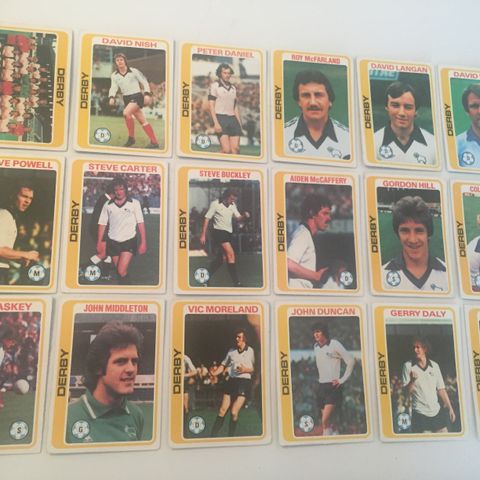 Derby County - komplett sett 18 stk Topps 1979 fotballkort
