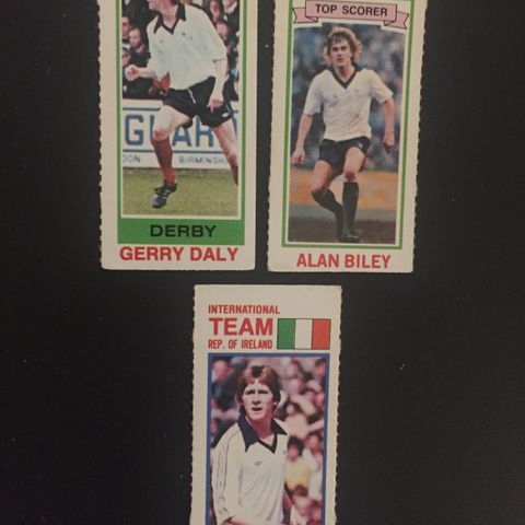 Derby County - komplett sett 3 stk Topps 1980 fotballkort