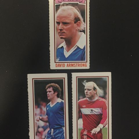 Middlesbrough - komplett sett 3 stk Topps 1980 fotballkort