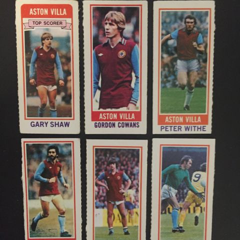 Aston Villa komplett sett - 6 stk Topps 1980 fotballkort