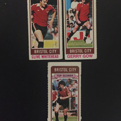 Bristol City - 3 stk Topps 1980 fotballkort