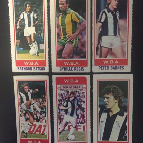 West Bromwich Albion -  komplett sett 6 stk Topps fotballkort 1980
