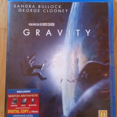 Gravity. Blu Ray. ( Sandra Bullock og Georg Clooney)