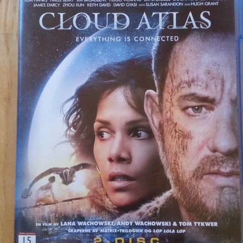 Cloud Atlas. ( Tom Hanks, Halle Berry, Hugh Grant og susan sarandon) 2 discer