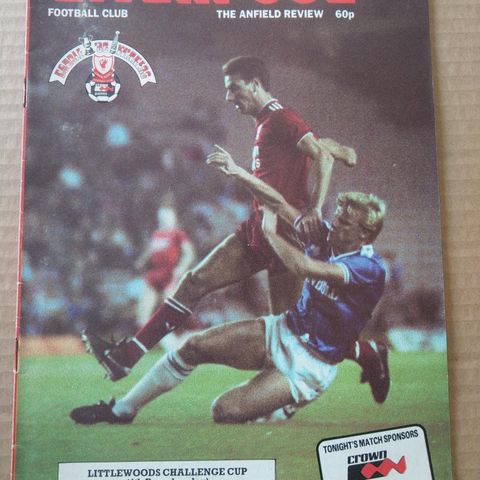 Fotballprogram Liverpool vs Coventry liga-cup 1986/87