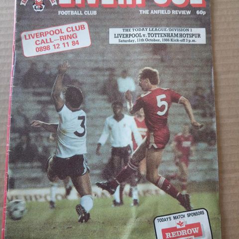 Fotballprogram Liverpool vs Tottenham 1986/87