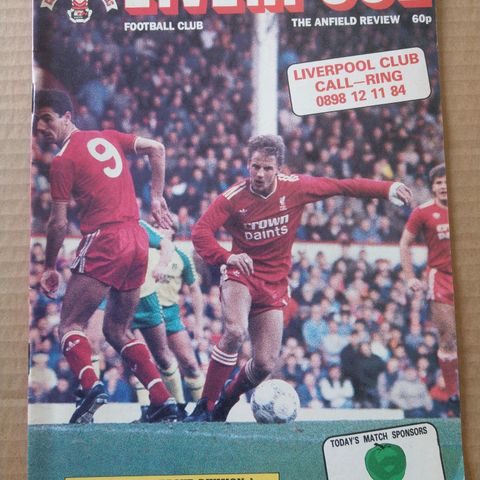 Fotballprogram Liverpool vs Coventry 1986/87