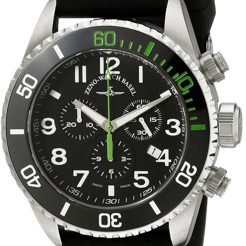 Zeno-Watch Basel Chrono black+ green 6492-5030Q-a1-8 46 mm