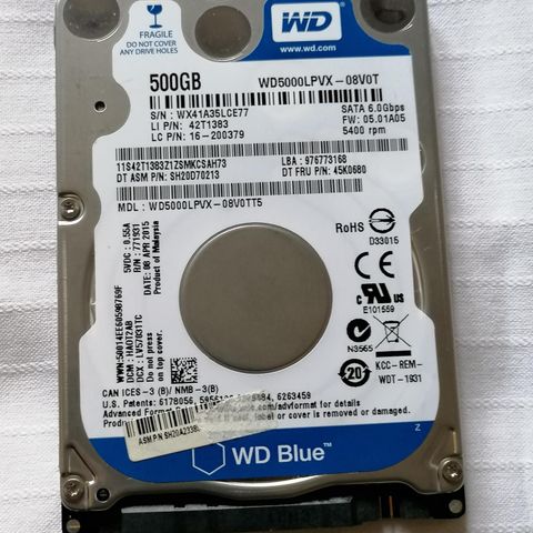 WD 500GB Blue Internal SATA Hard Drive