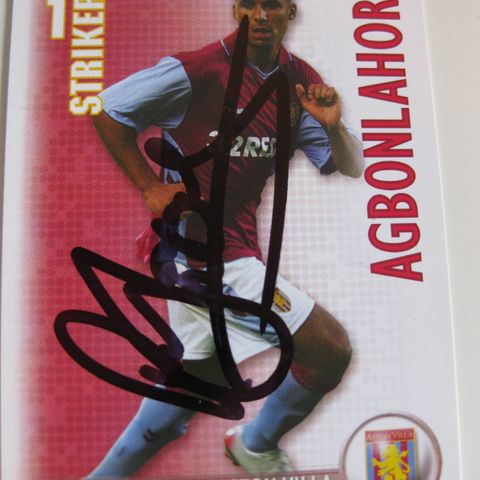 Aston Villa 06/07 GABRIEL AGBONLAHOR Signert SHOOT OUT gul. FK204