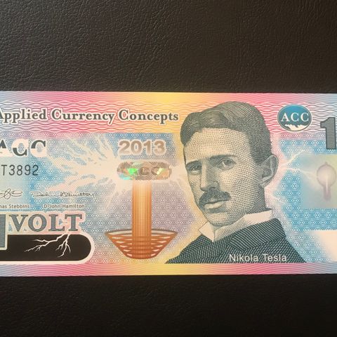 1 Volt seddel 2013 Tesla