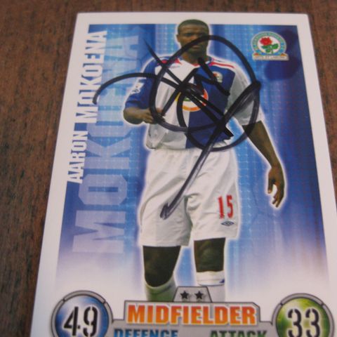 Blackburn Rovers 2008/09 Aaron Mokoena signert 133Topps match attax. FK223